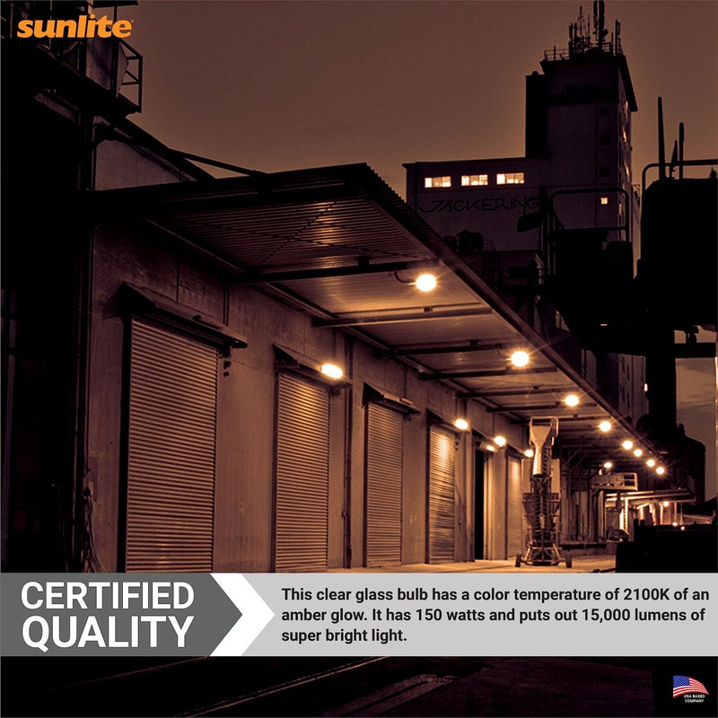 Sunlite 03620-SU LU150/MED High Pressure Sodium Light Bulb, 150 Watts, ED17/MED, Medium Base (E26), ANSI Code S55, 15000 Lumen, 20000 Life Hours, Clear, 2100K - Image 5